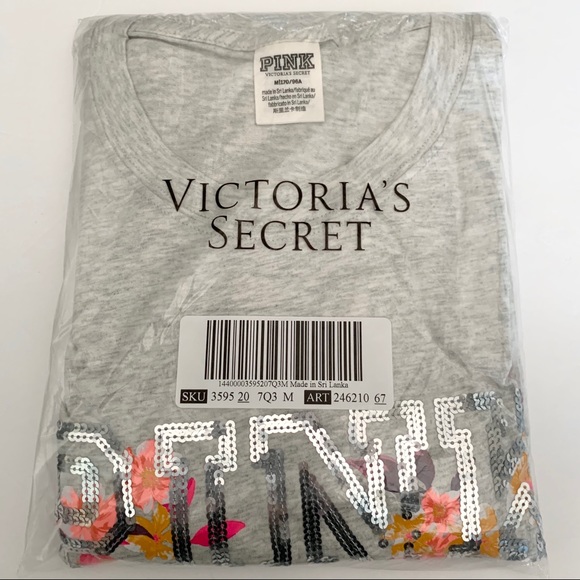 PINK Bling Campus Long Sleeve Ringer Tee - Picture 6 of 6